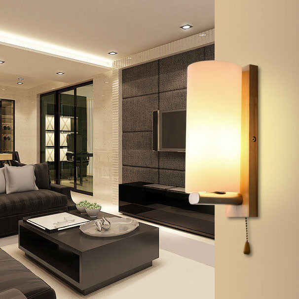 Moderne Glas-Wandleuchte mit 1 Licht in zylindrischer Form 