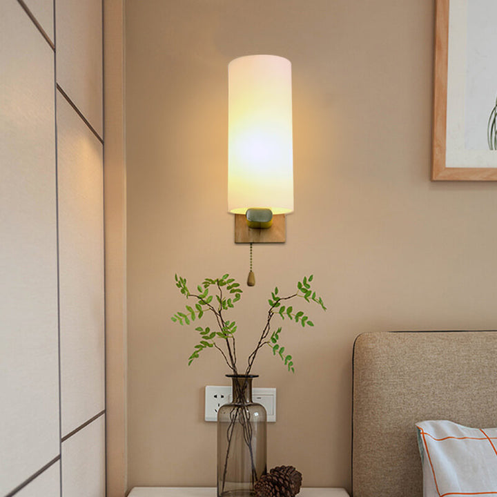 Moderne Glas-Wandleuchte mit 1 Licht in zylindrischer Form 