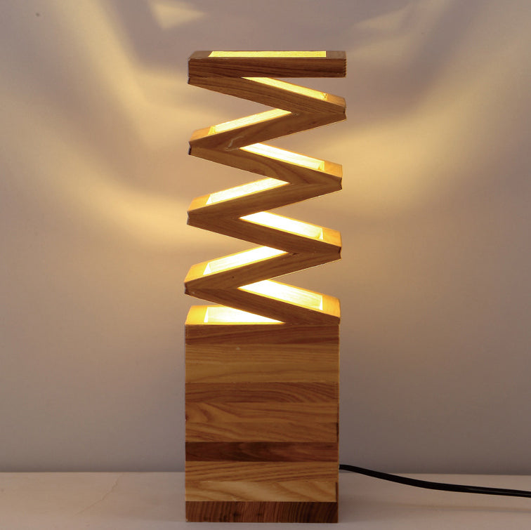 Nordic Creative Solid Wood Spring LED Table Lamp