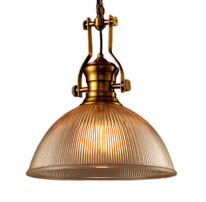 Lámpara colgante de cúpula de 1 luz de vidrio a rayas industrial vintage 