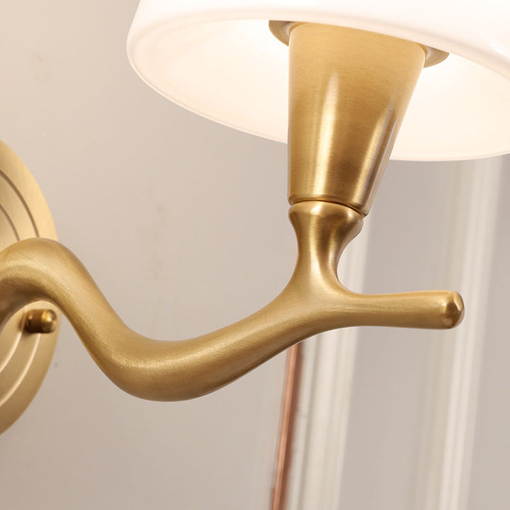 Traditionelle europäische Wandleuchte mit Schwanenhals aus Kupfer und Glas, 1/2-flammig, für Wohnzimmer und Schlafzimmer 