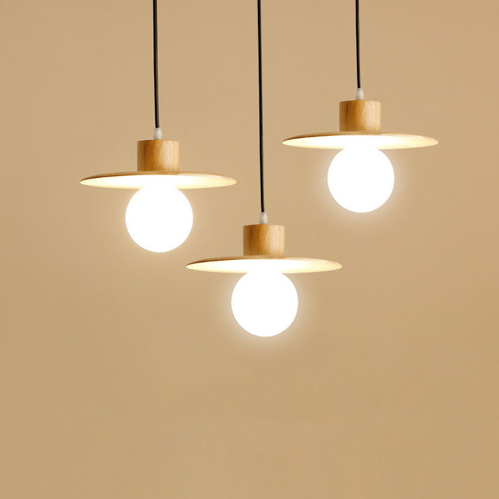 Nordic Minimalist Iron Wood Art 1/3-Light Island Light Chandelier