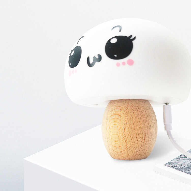 Lampe de Table Lumière de Nuit en Silicone en Forme de Bûche Changeant de Couleur avec Champignon Créatif Moderne 