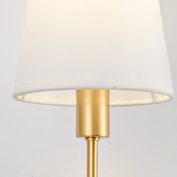 Modern Minimalist Brass Fabric Glass Straight Arm 1/2 Light Wall Sconce Lamp