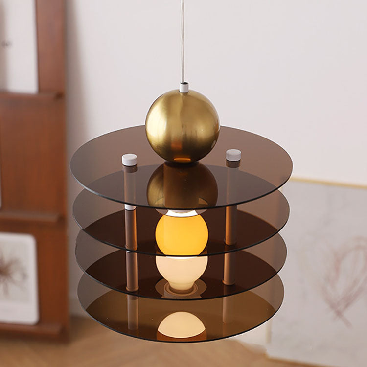 Zeitgenössische nordische bunte Acryl fliegende Untertasse 1-Licht Pendelleuchte für Schlafzimmer 