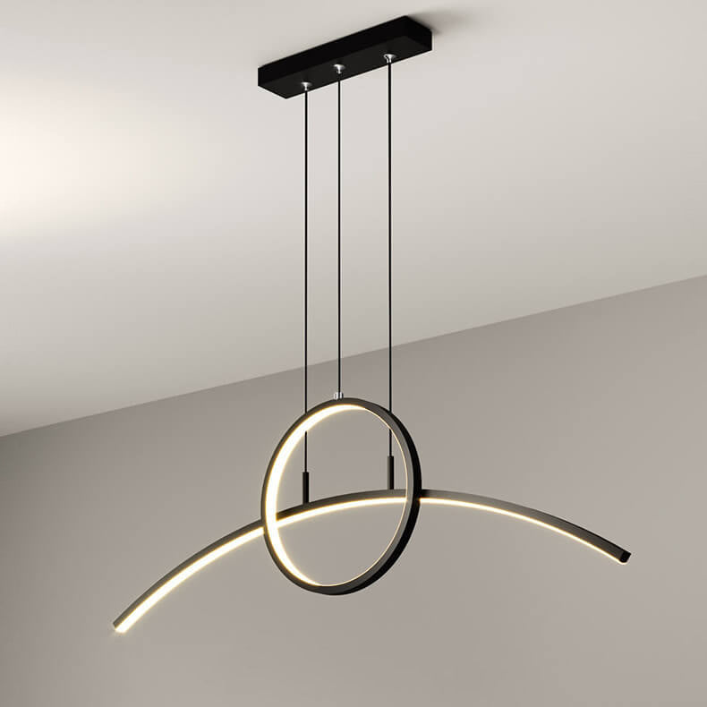 Lustre LED moderne et créatif avec courbe longue et ronde pour îlot 