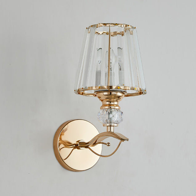 Moderne minimalistische runde trapezförmige Hardware Kristall 1-Licht Wandleuchte Lampe für Schlafzimmer 