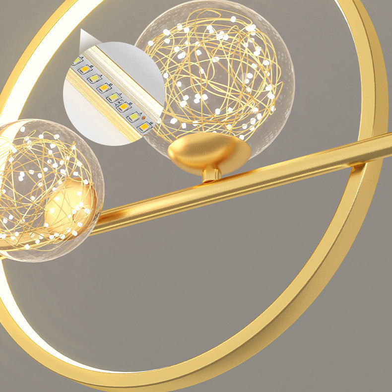 Modern Minimalist Long Orb Round Silicone Iron Glass LED Island Light Chandelier For Dining Room