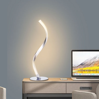 Modern Minimalist Aluminum Spiral Strip LED Table Lamp For Home Office