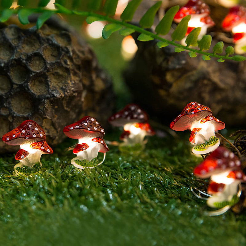 Lumières de guirlande LED en plastique mini champignon décoration créative pour extérieur 