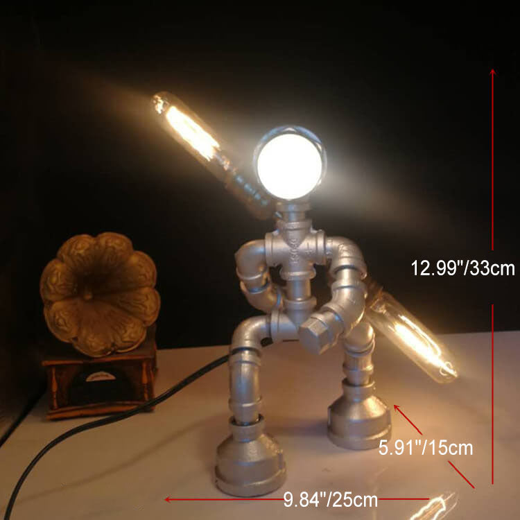 Vintage Steampunk Klempner-Roboter-Dekor 1-Licht Tischlampe 