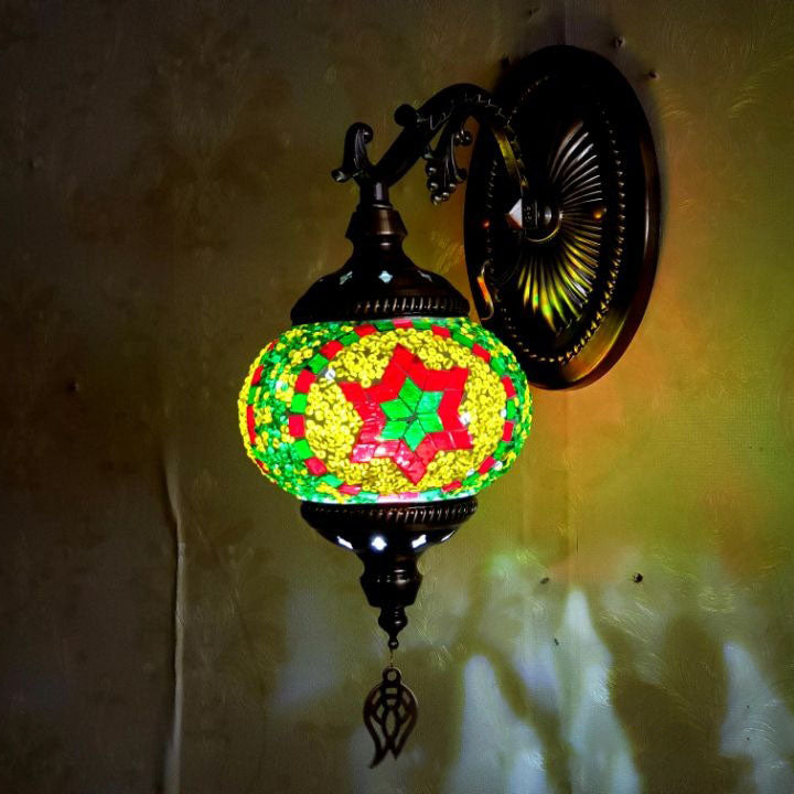 European Vintage Exotic Cracked Glass 1-Light Wall Sconce Lamp