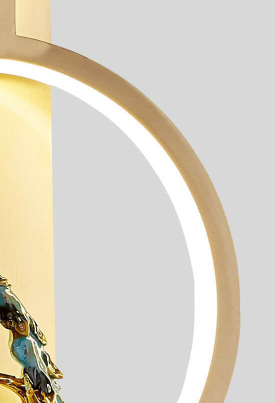 Moderne chinesische Kupfer lange runde LED-Wandleuchte 