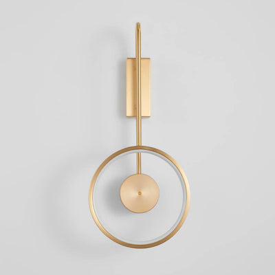 Minimalist Light Luxury Copper Circle Long Arm LED Wall Sconce Lamp