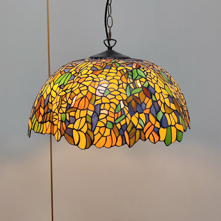 Traditioneller Tiffany-Dom-Wandglas-Rund-Dragonfly-Blumen-2-Licht-Kronleuchter für das Wohnzimmer 