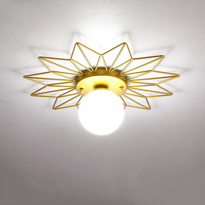 Nordic Light Luxury Sunflower Windmill Hardware Glass 1-Light Semi-Flush Mount Light