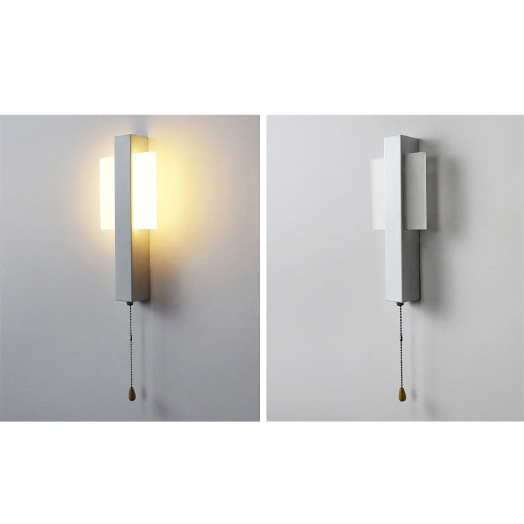 Applique murale LED avec interrupteur à tirette en fer forgé simple nordique et acrylique 