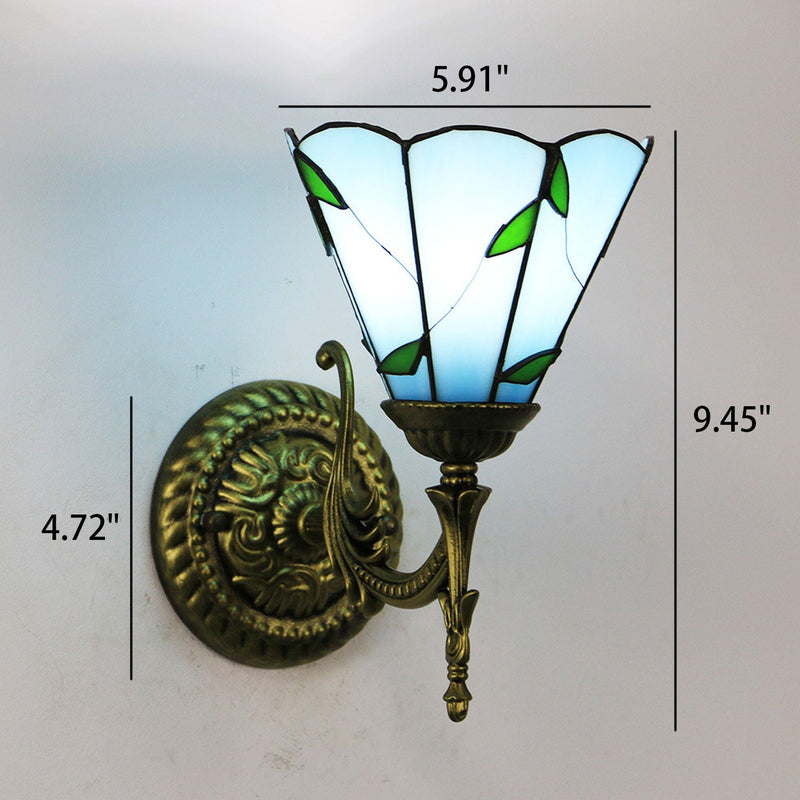 European Tiffany Square Stained Glass 1-Light Wall Sconce Lamp