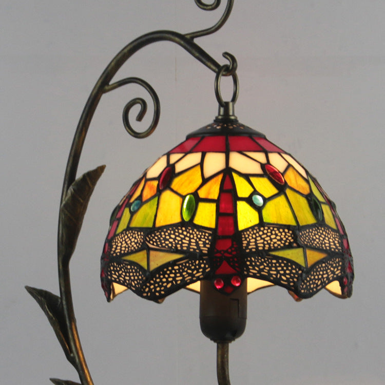 Vintage Tiffany Dome Buntglas Maussockel 1-Licht Tischlampe 