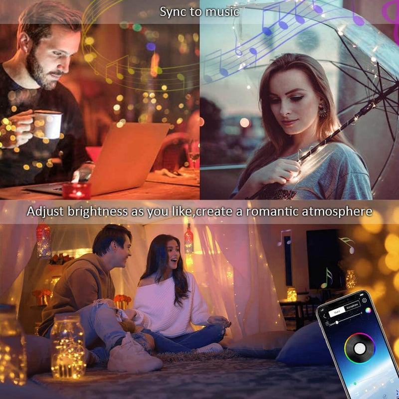 Guirlandes Lumineuses Décoratives Intelligentes Musique USB Bluetooth Application Fil de Cuivre Lumières Décoratives 