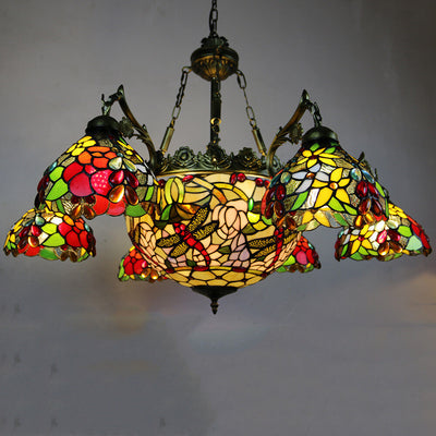 European Tiffany Vintage 9-Light Island Light Chandelier