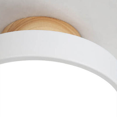 Nordic Wood  Round Acrylic LED Semi-Flush Mount Ceiling Light