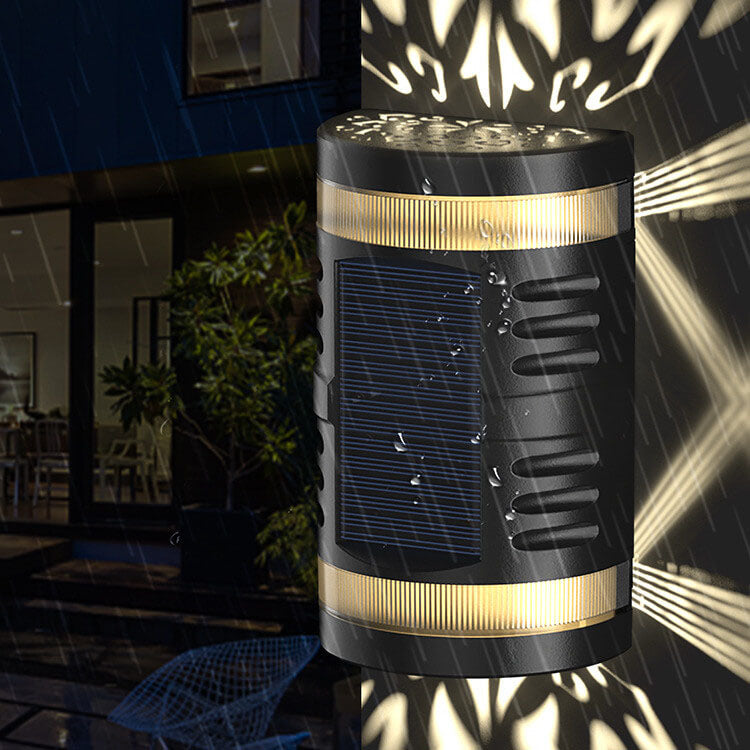 Moderne minimalistische Solar-Wandleuchte mit Hohlmuster für den Außenbereich, wasserdichte LED-Wandleuchte für Terrasse 