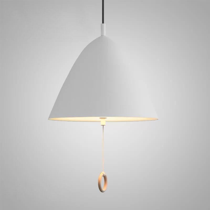 Iluminación colgante de metal cónico de 1 luz Macarons modernos con anillo de tirón 