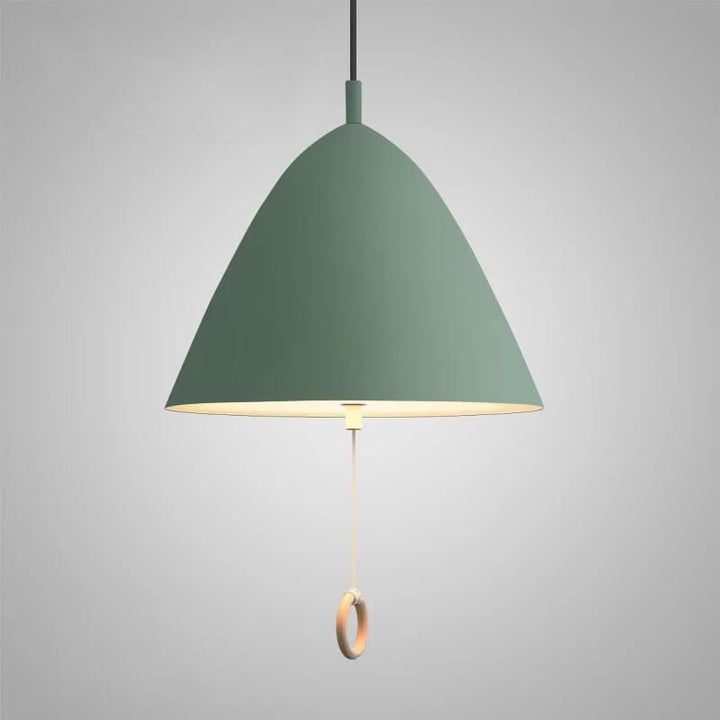Iluminación colgante de metal cónico de 1 luz Macarons modernos con anillo de tirón 