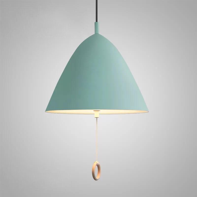 Iluminación colgante de metal cónico de 1 luz Macarons modernos con anillo de tirón 