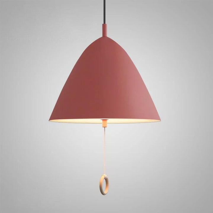Iluminación colgante de metal cónico de 1 luz Macarons modernos con anillo de tirón 