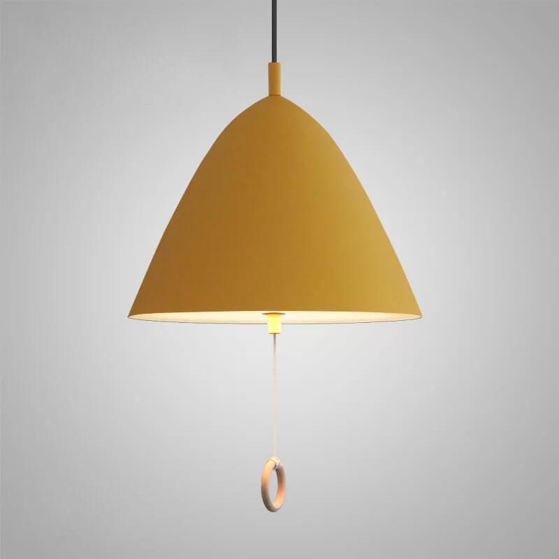 Iluminación colgante de metal cónico de 1 luz Macarons modernos con anillo de tirón 