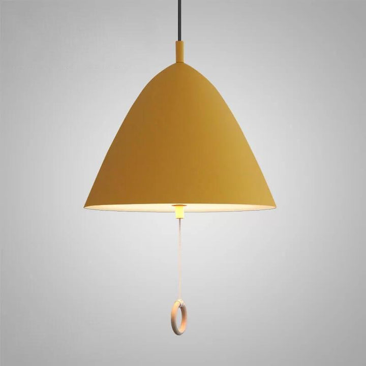 Iluminación colgante de metal cónico de 1 luz Macarons modernos con anillo de tirón 