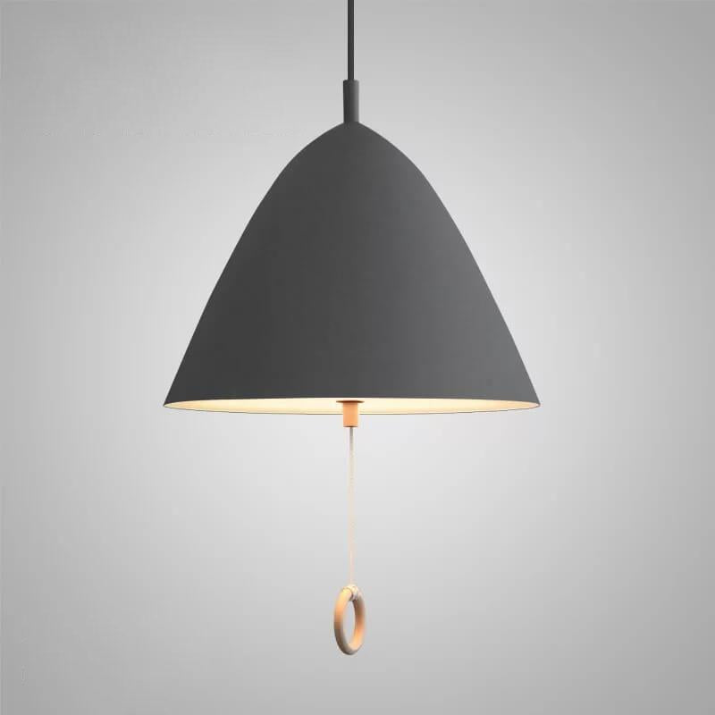 Iluminación colgante de metal cónico de 1 luz Macarons modernos con anillo de tirón 