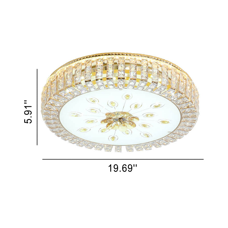 European Luxury Crystal Round LED Flush Mount Ceiling Light