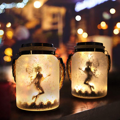 مصباح LED خارجي على شكل جرة زجاجية مثلجة من Solar Creative Fairy 