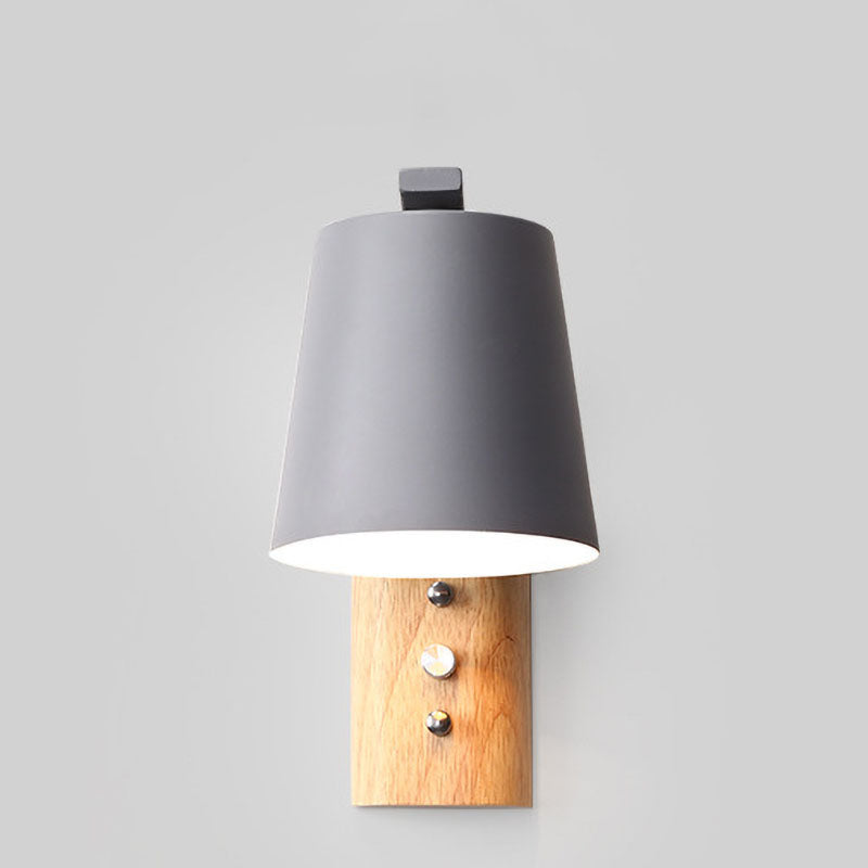 Nordic Modern Solid Wood Zylindrische 1-Licht Wandleuchte 