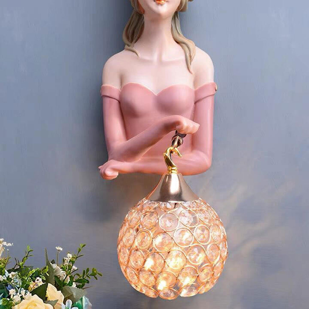 Lámpara de Aplique de Pared para Niños con 1 Luz de Resina Vidrio Pintado por Chica Creativa 