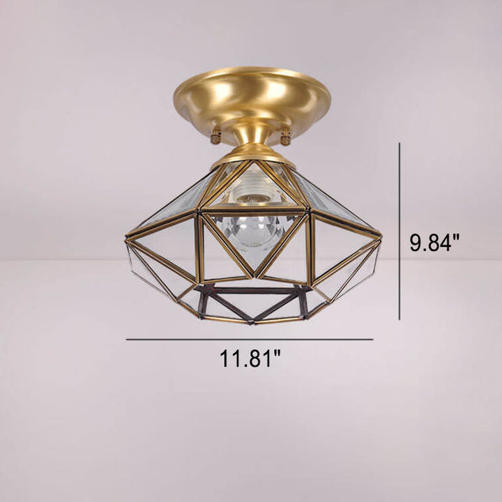 Europäische Leichte Luxus Vollkupfer Runde 1-Licht Semi-Flush Mount Leuchte 