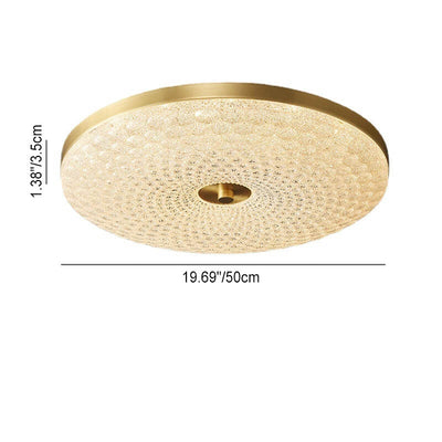 Contemporary Scandinavian Round All Copper Acrylic LED Flush Mount Ceiling Light For Bedroom