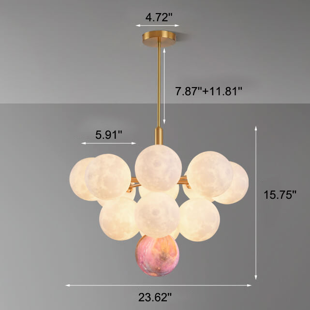 Nordic 3D Moon Planet 5/13 Light Chandelier