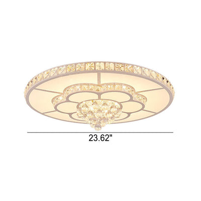 Modern Light Luxury Round Crystal LED Flush Mount Ceiling Light