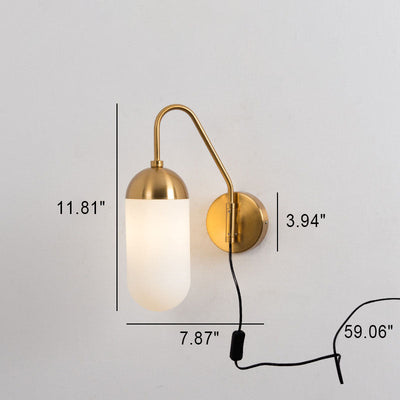 Nordic Light Luxury Glass Column 1-Light Swing Arm Long Pole Wall Sconce Lamp