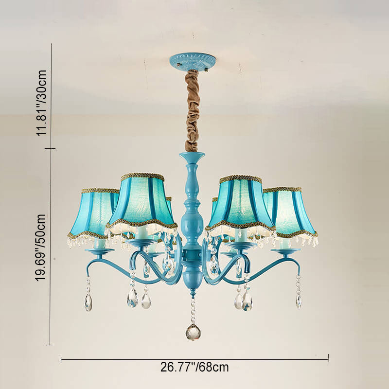 Modern Creative Cone Iron Crystal Fabric 5/6/8 Light Chandelier