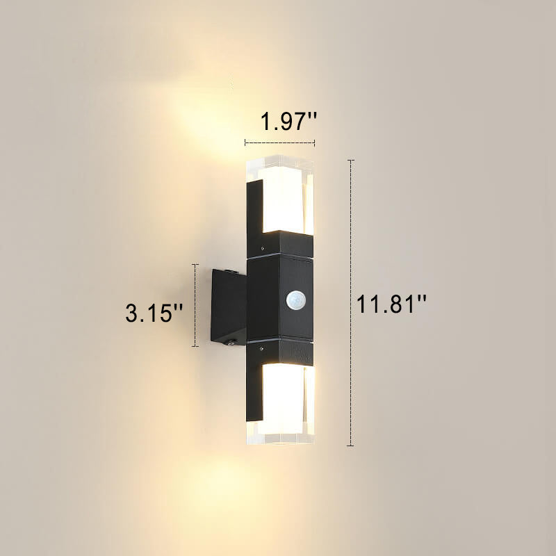 Modern Minimalist Square Column Induction Outdoor Waterproof LED Wall Sconce Lamp