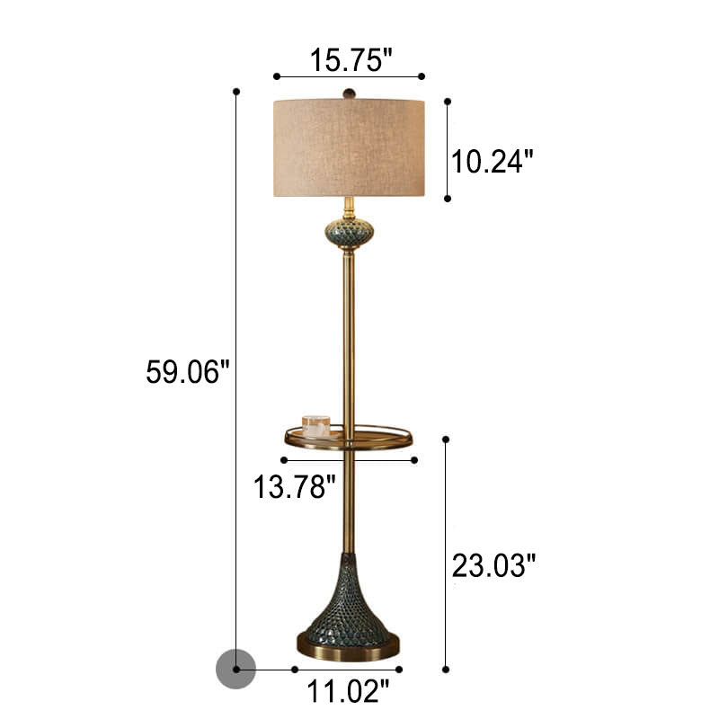 Europäischer Leichtluxus mit Keramikhardware und Stoff, 1-flammige Stehlampe 