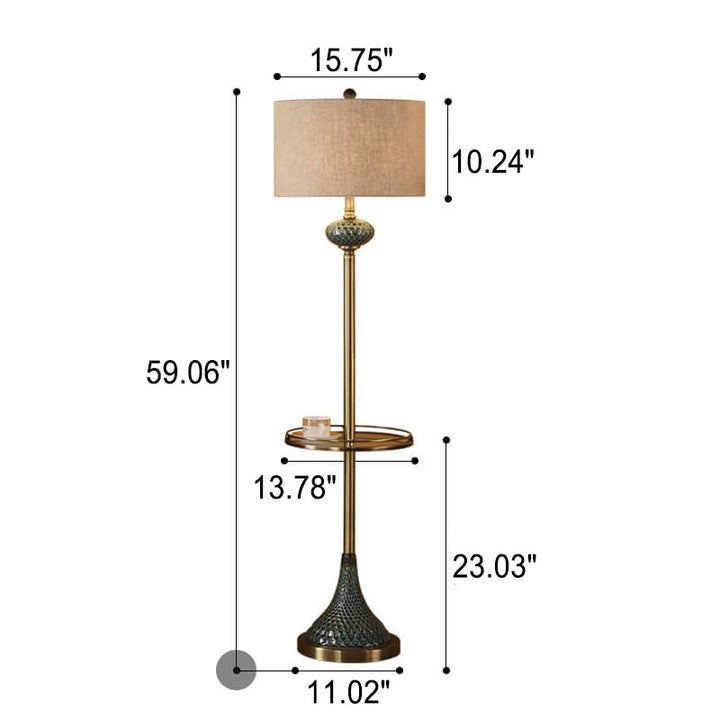 Europäischer Leichtluxus mit Keramikhardware und Stoff, 1-flammige Stehlampe 
