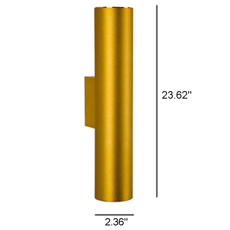 Simple Aluminum Cylindrical 2-Light Wall Sconce Lamp