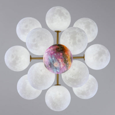 Nordic 3D Moon Planet 5/13 Light Chandelier