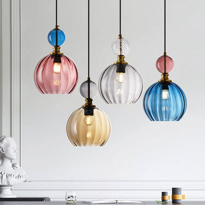 Danish Creative Stripes Glass Round 1/3 Light Chandelier